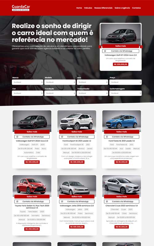 Modelo de site para agência de veículos