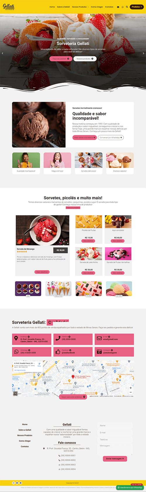 Projeto de site criado para sorveterias