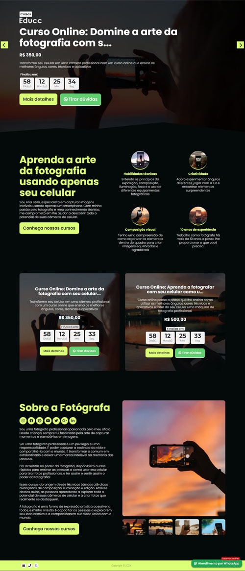 Modelo de site para vendas de curso online