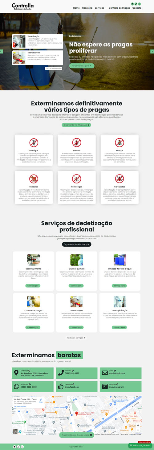 Modelo de site para empresas de detetização