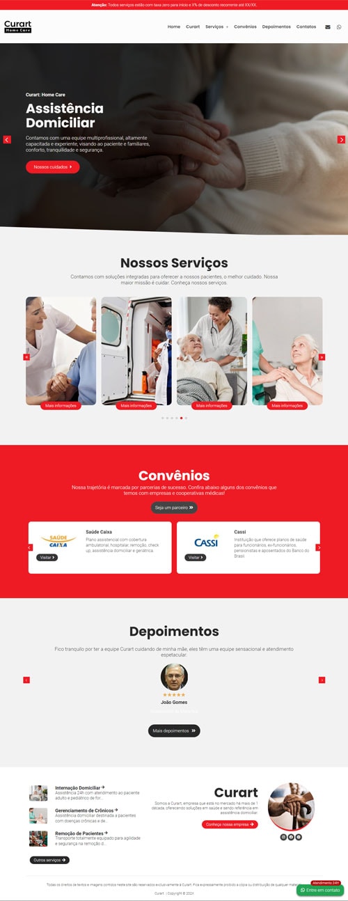 Modelo de site para empresas de home care