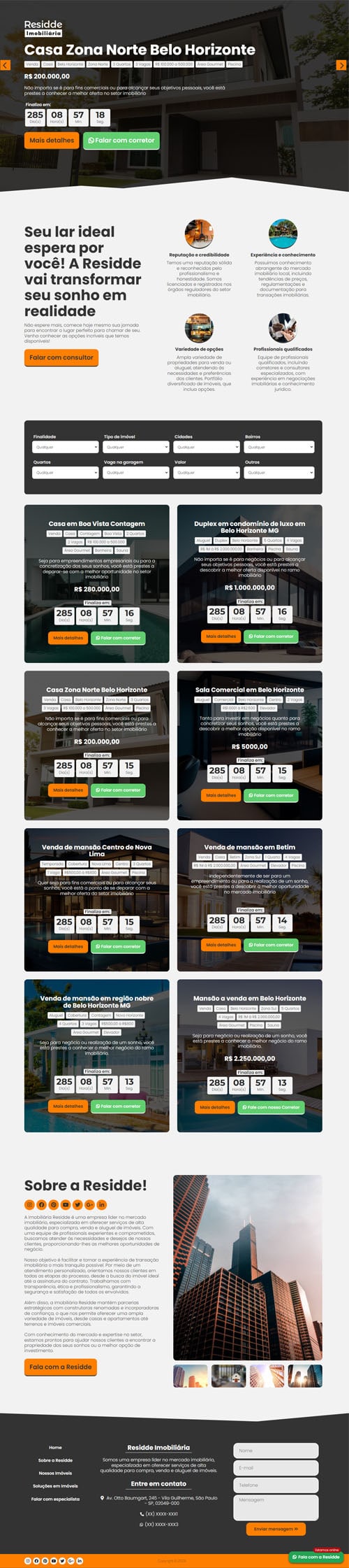 Modelo de landing page para imobiliária