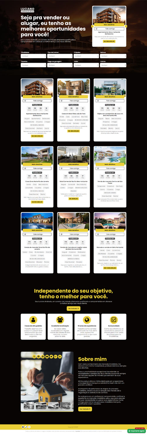 Modelo de landing page para corretor de imóveis