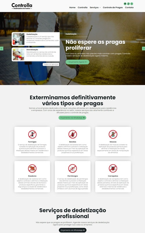Modelo de site para empresas de detetização