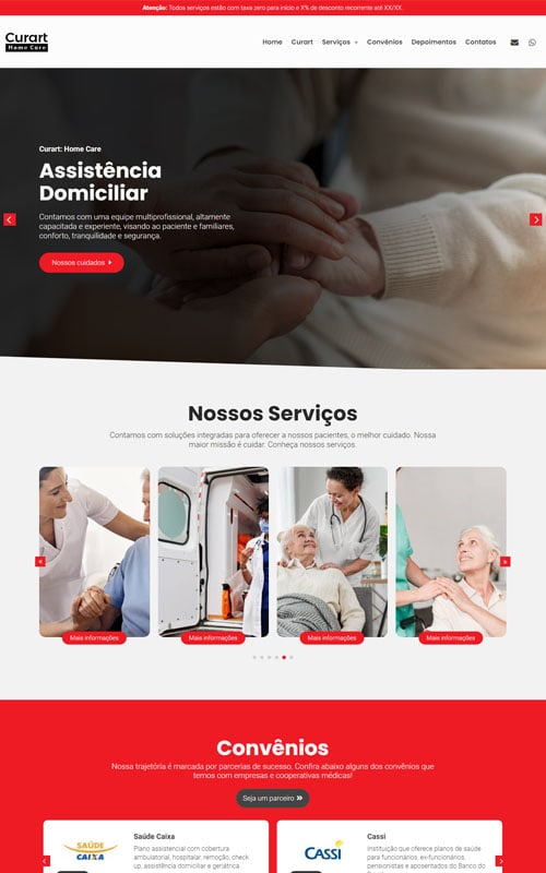 Modelo de site para empresas de home care