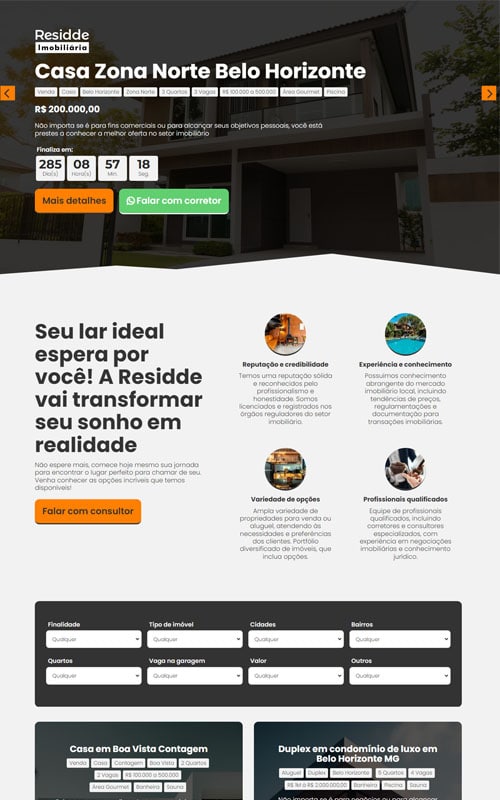 Modelo de landing page para imobiliária