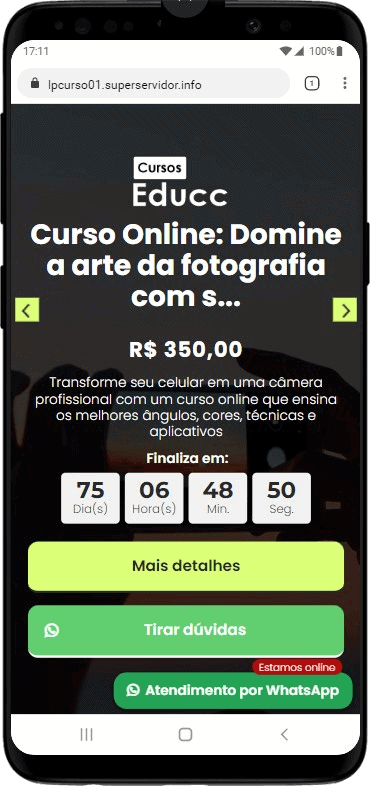 Modelo de site para vendas de curso online